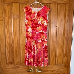 Floral Sleeveless Dress - Red and Pink
